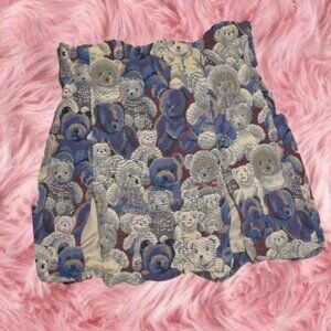 ISO Fashion Brand Company Teddy Bear Tapestry Ink Stain Skirt